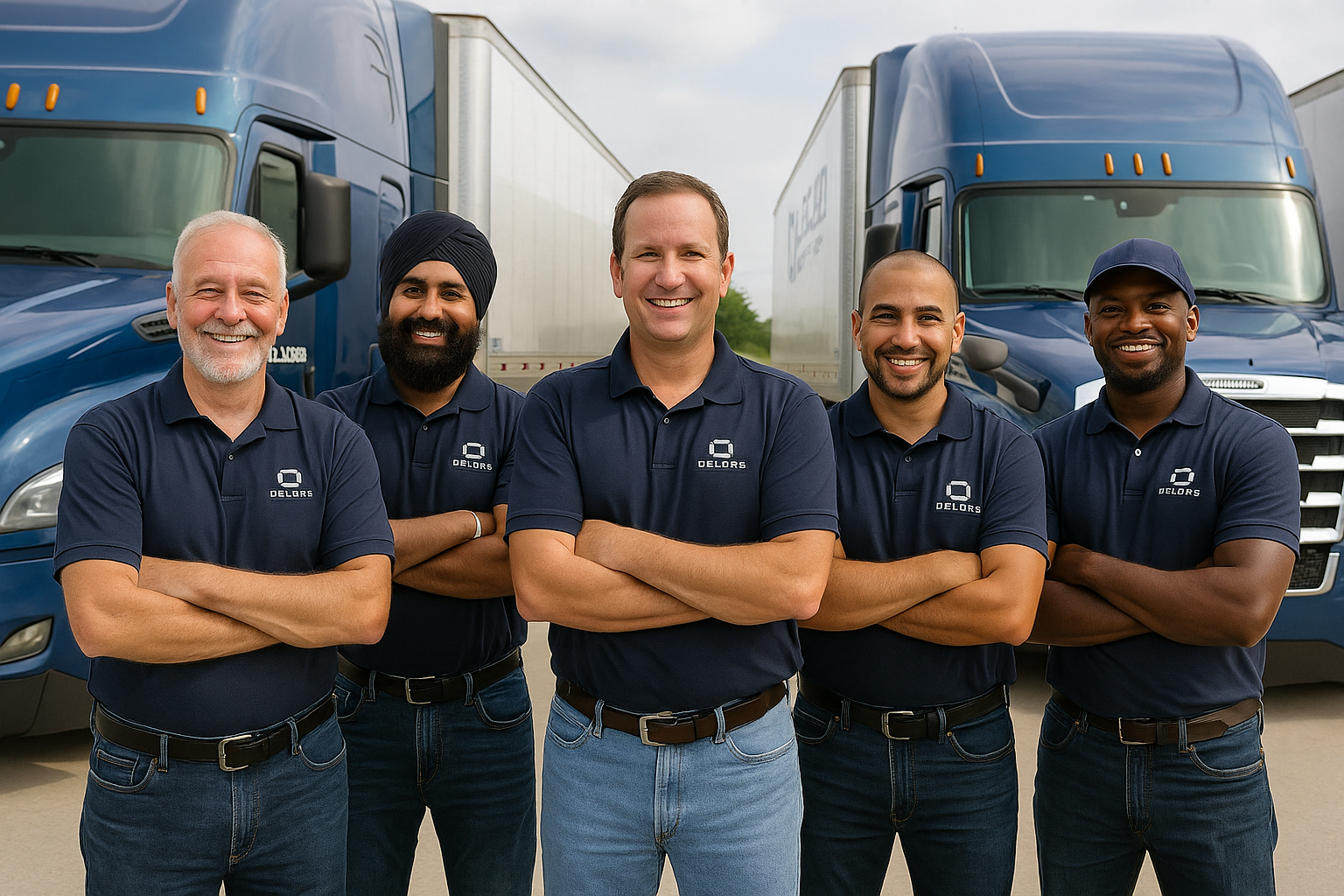 Drivers standing by a Deload Logistics truck